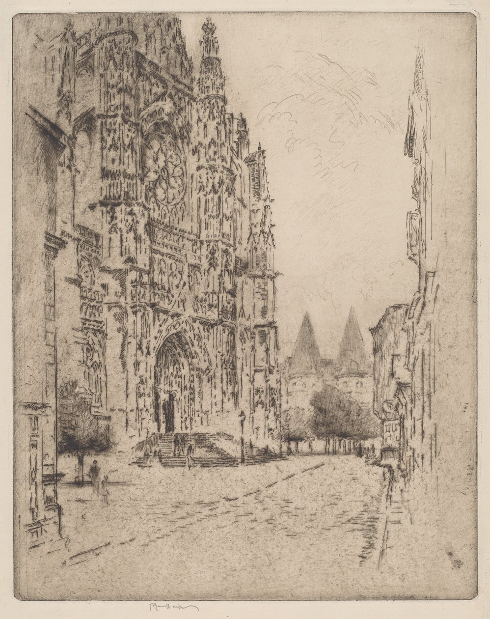 Biskopspalatsets torn, Beauvais av Joseph Pennell