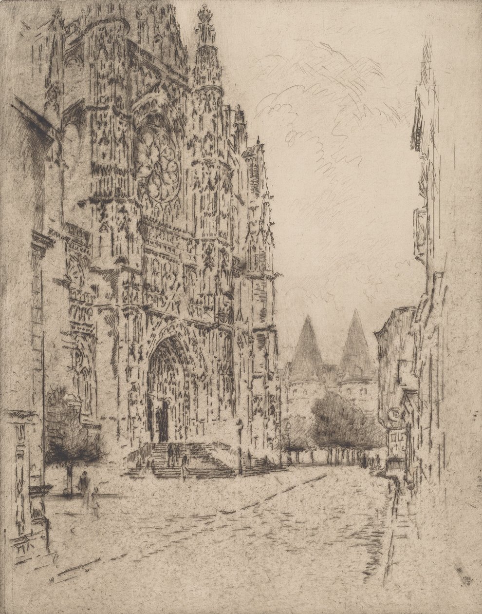 Biskopspalatsets torn, Beauvais, 1907. av Joseph Pennell