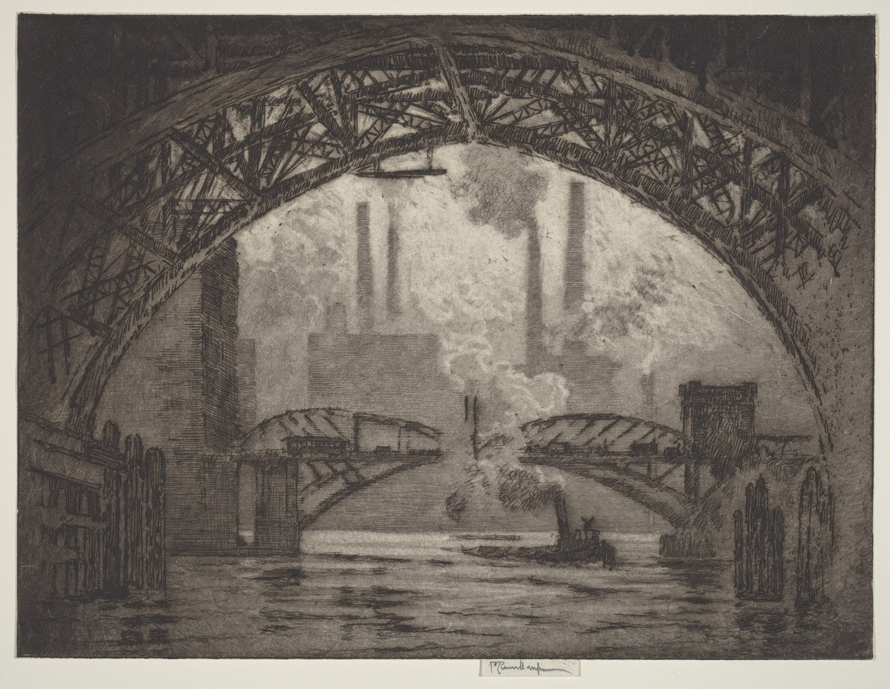 Under broarna, Chicago av Joseph Pennell