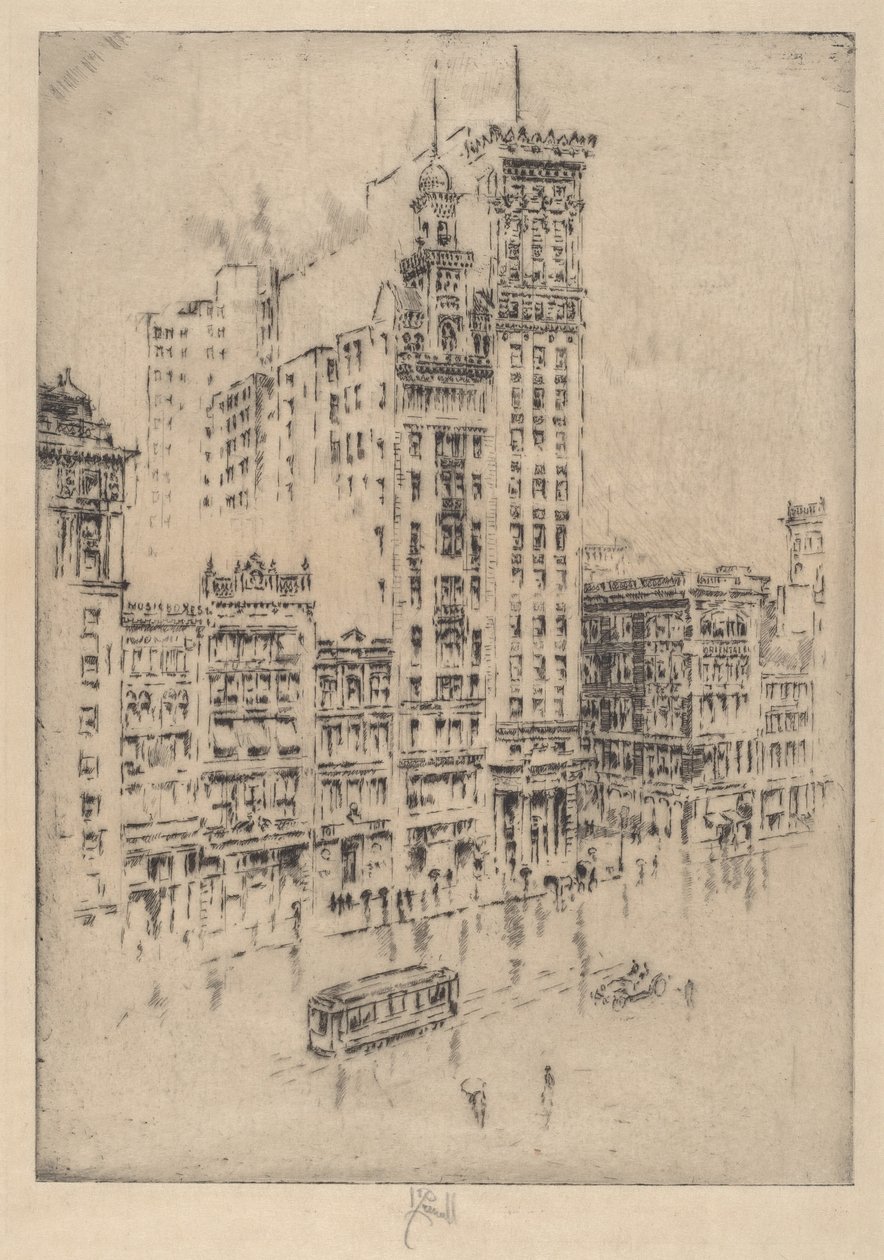 Union Square, regnig dag av Joseph Pennell