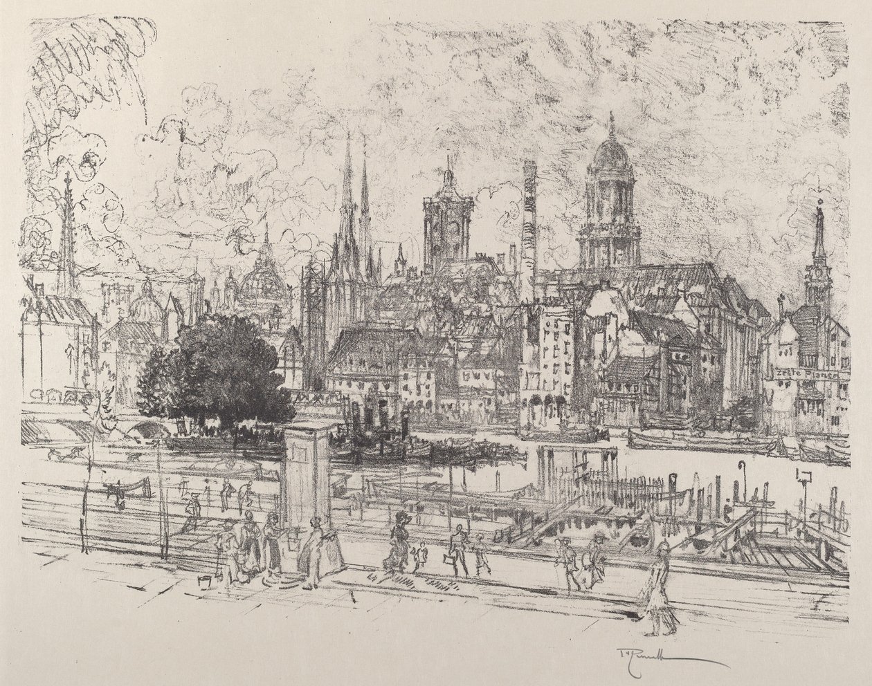 Utsikt över Spree, Berlin av Joseph Pennell