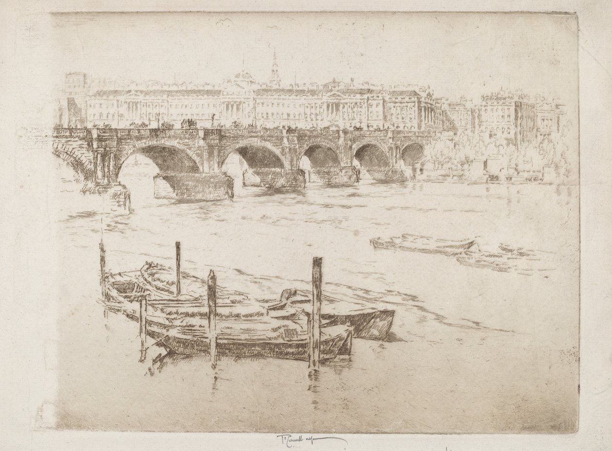 Waterloo Bridge och Somerset House av Joseph Pennell