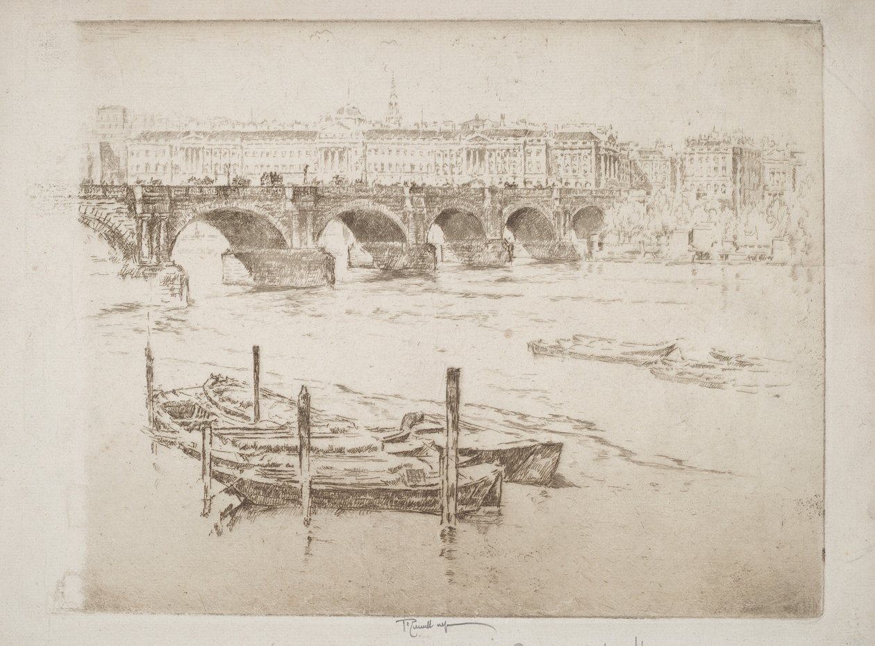 Waterloo Bridge och Somerset House av Joseph Pennell