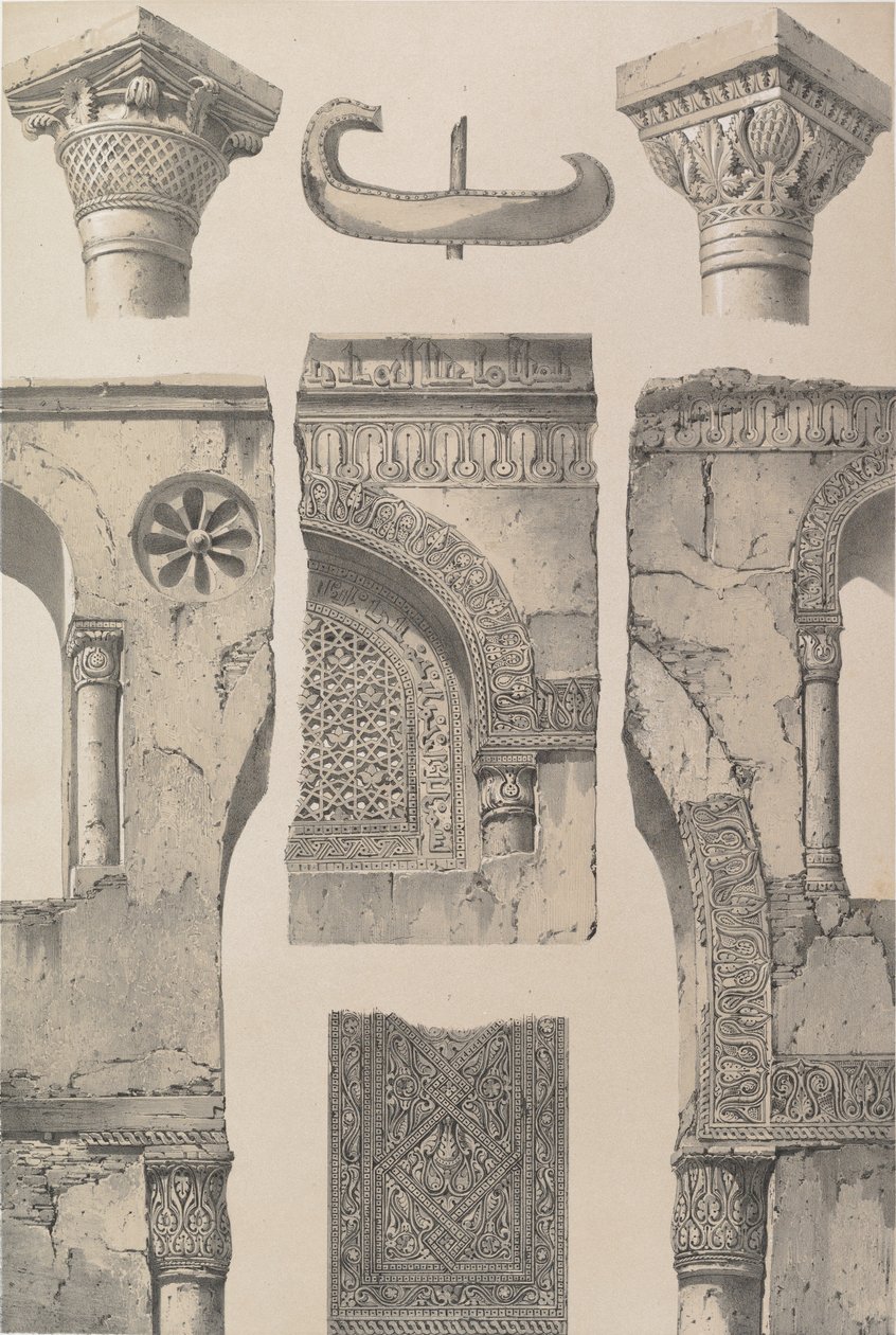 13. Detaljer, Moskén i Ibn Toûloûn, 1843. av Joseph Philibert Girault De Prangey