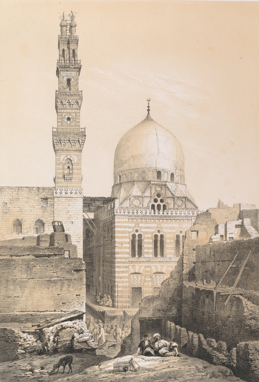 80. El Ghoûrys moské och grav, Kairo, 1843. av Joseph Philibert Girault De Prangey