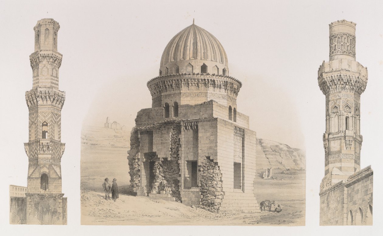87. Gravar och minareter, Kairo, 1843. av Joseph Philibert Girault De Prangey