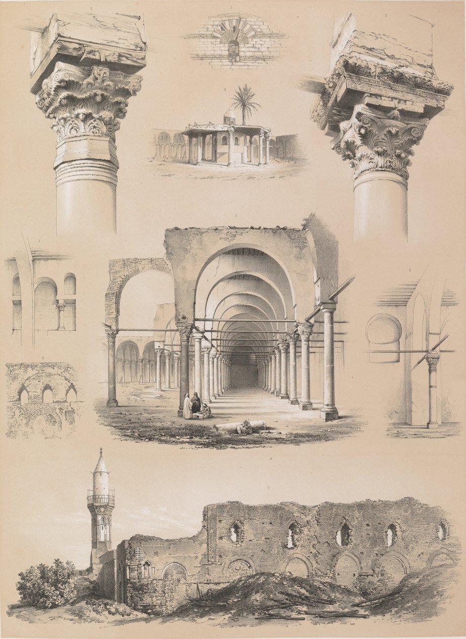 Detaljer, Amrou-moskén, Kairo, 1843. av Joseph Philibert Girault De Prangey