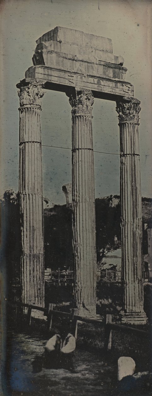 Nordvästra fasaden, Castor och Pollux tempel, Rom, 1842. av Joseph Philibert Girault De Prangey