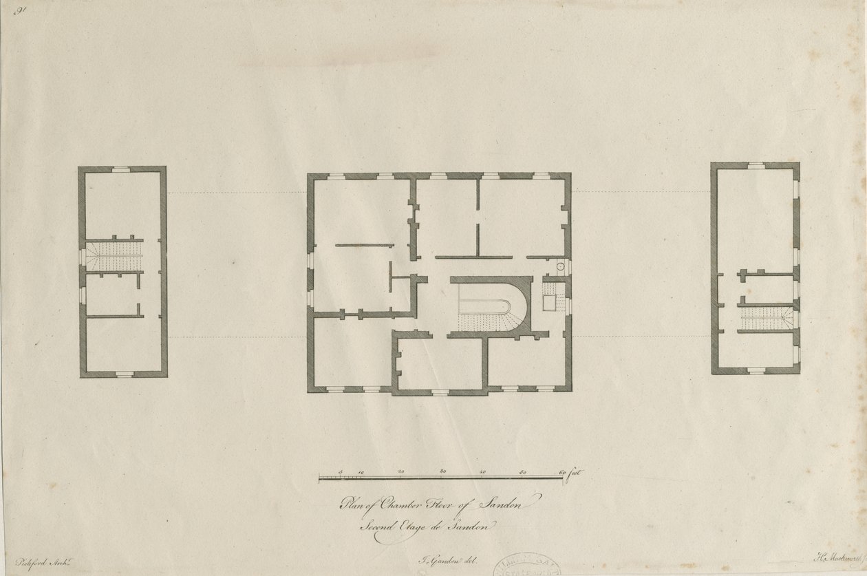 Sandon Hall - Plan över kammargolvet: gravyr, nd [1769-1771] (tryck) av Joseph Pickford