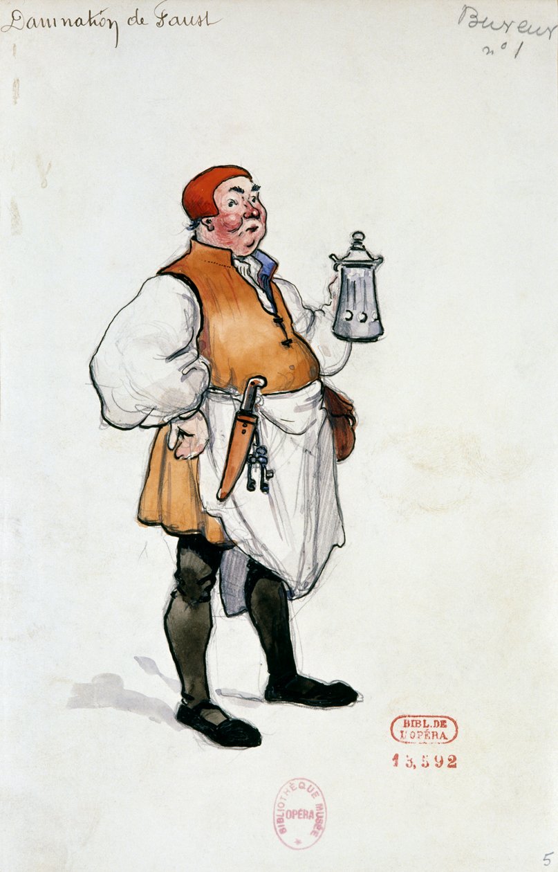 Kostym för karaktären värd i Fausts fördömelse av Hector Berlioz, skiss av Joseph Porphyre Pinchon (1871-1953) av Joseph Porphyre Pinchon