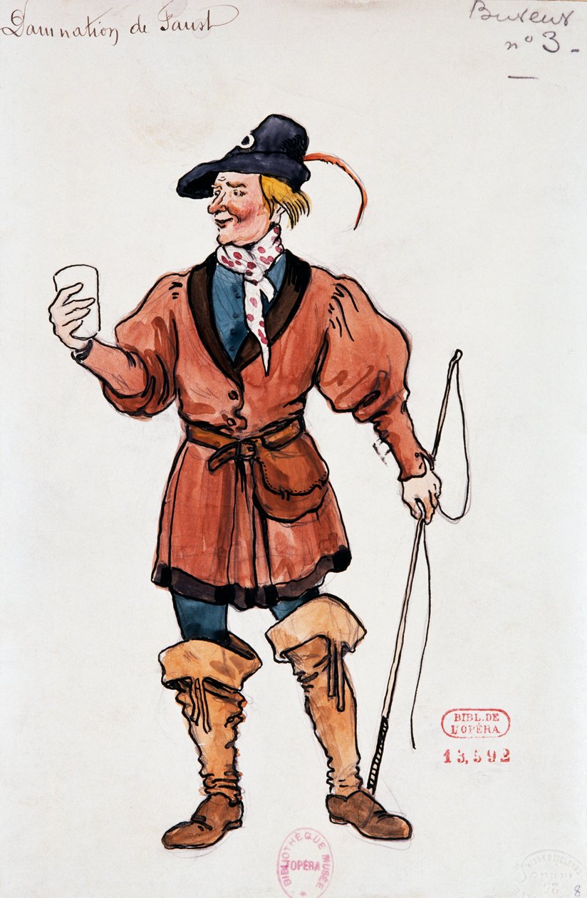 Kostym för värdshusgäster i Fausts fördömelse av Hector Berlioz, skiss av Joseph Porphyre Pinchon (1871-1953) av Joseph Porphyre Pinchon