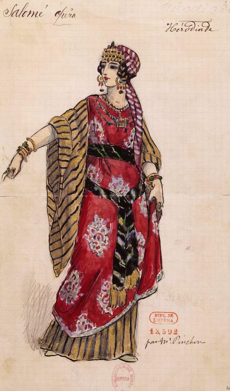 Herodias för Salome av Richard Strauss (1864-1949), framförd på Opera Garnier i Paris den 3 maj av Joseph Porphyre Pinchon