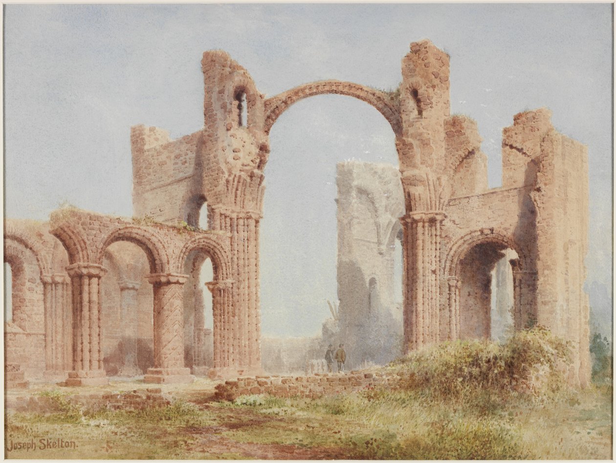 Lindisfarne Priory Ruins (akvarell, kroppsfärg och penna på papper) av Joseph Ratcliffe Skelton