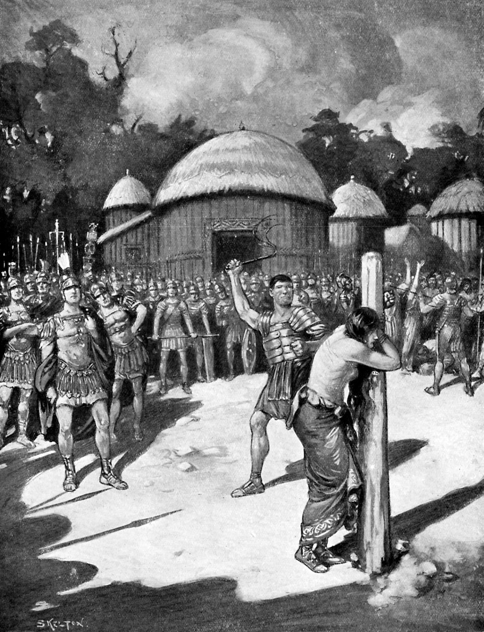 Gisslingen av Boadicea, 60 AD, c1920 av Joseph Ratcliffe Skelton