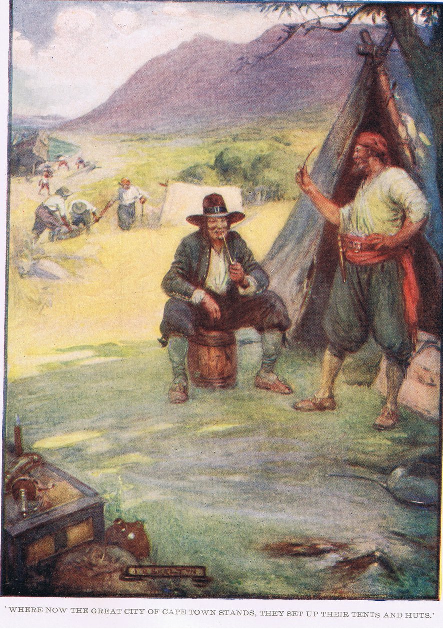 Där den stora staden Kapstaden ligger slår de upp sina tält och hyddor av Joseph Ratcliffe Skelton