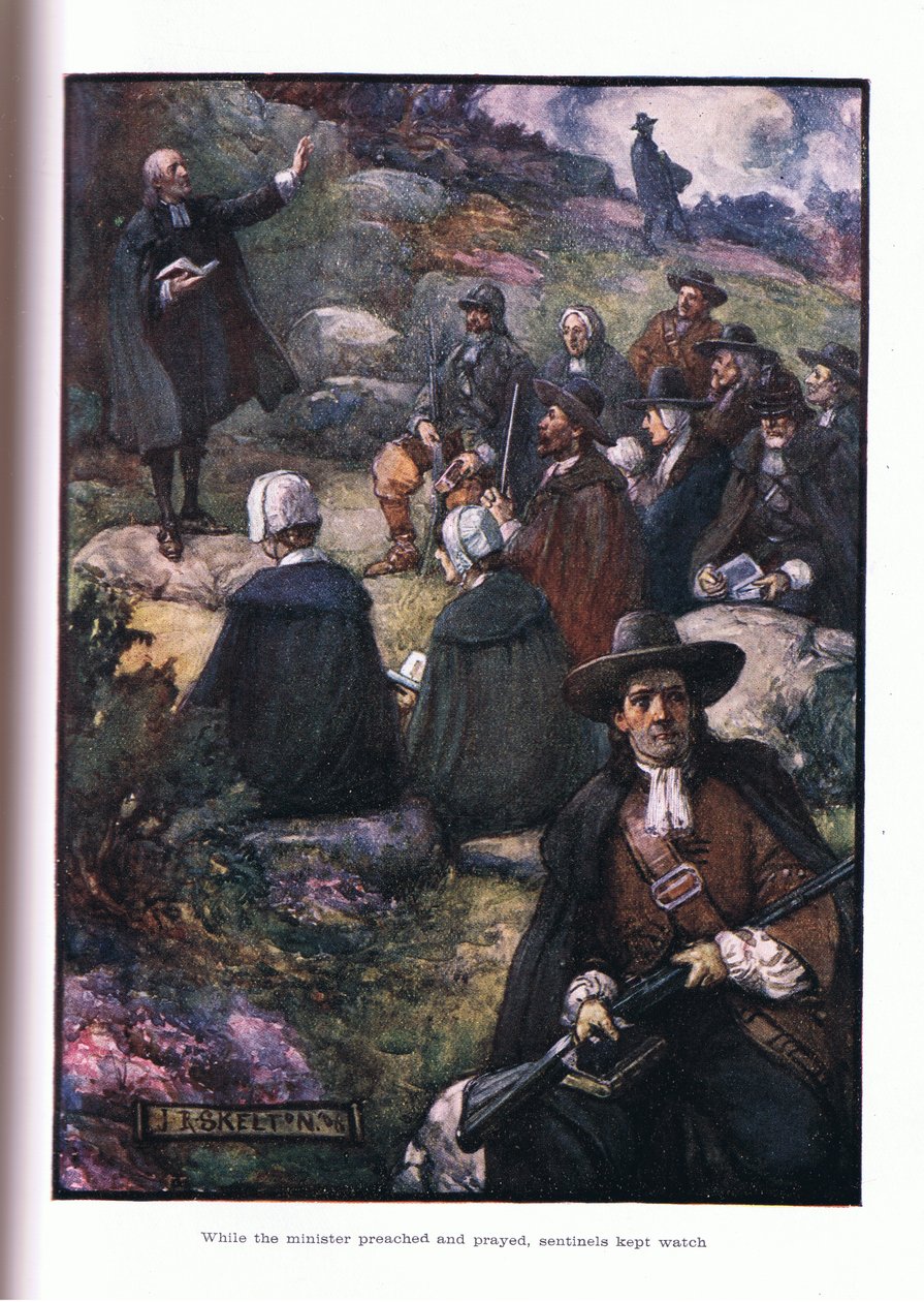 Medan predikanterna predikade och bad, höll vaktposter vakt, 1910 av Joseph Ratcliffe Skelton