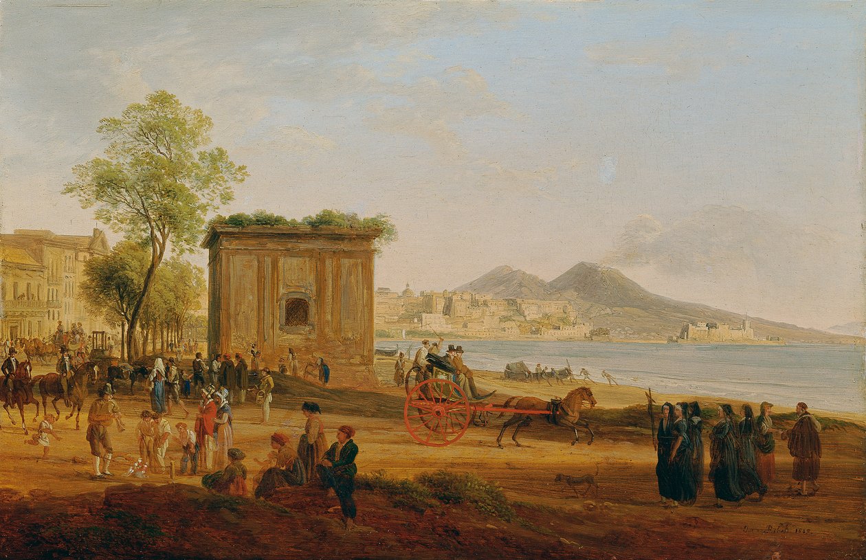 Neapelbukten med scener från folklivet av Joseph Rebell