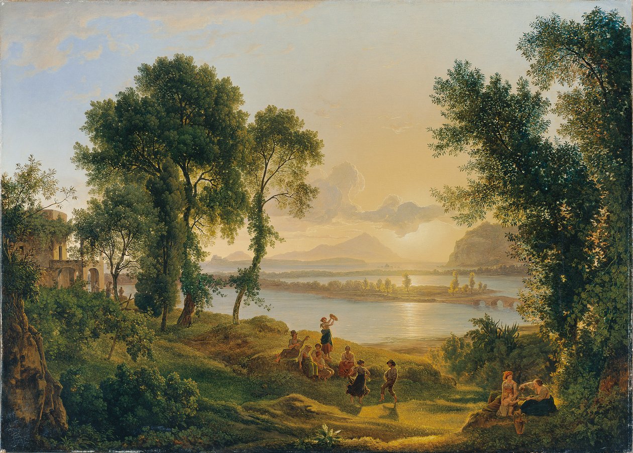 Solnedgång över Campi Flegrei mot öarna Procida och Ischia av Joseph Rebell