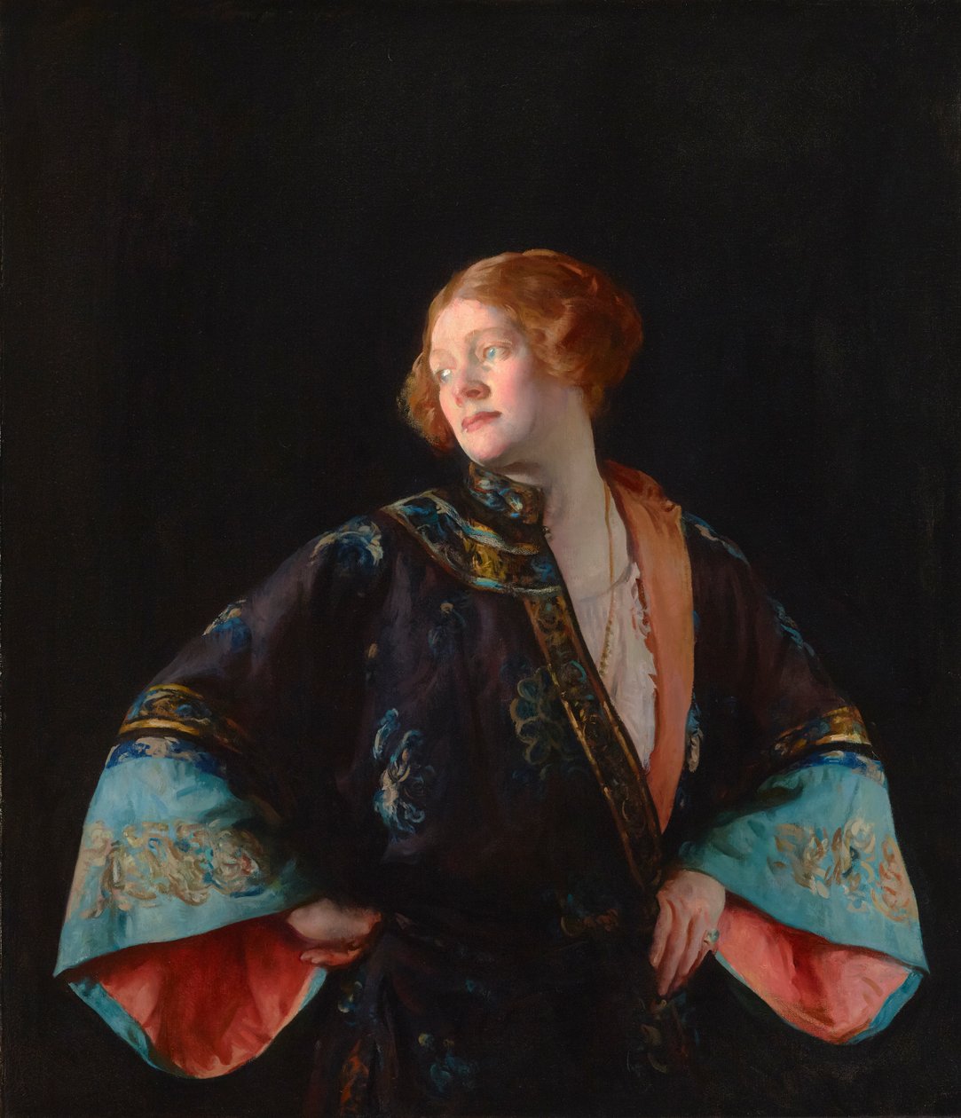 Den blå mandarinrocken (Den blå kimonon) 1922 (olja på duk) av Joseph Rodefer De Camp
