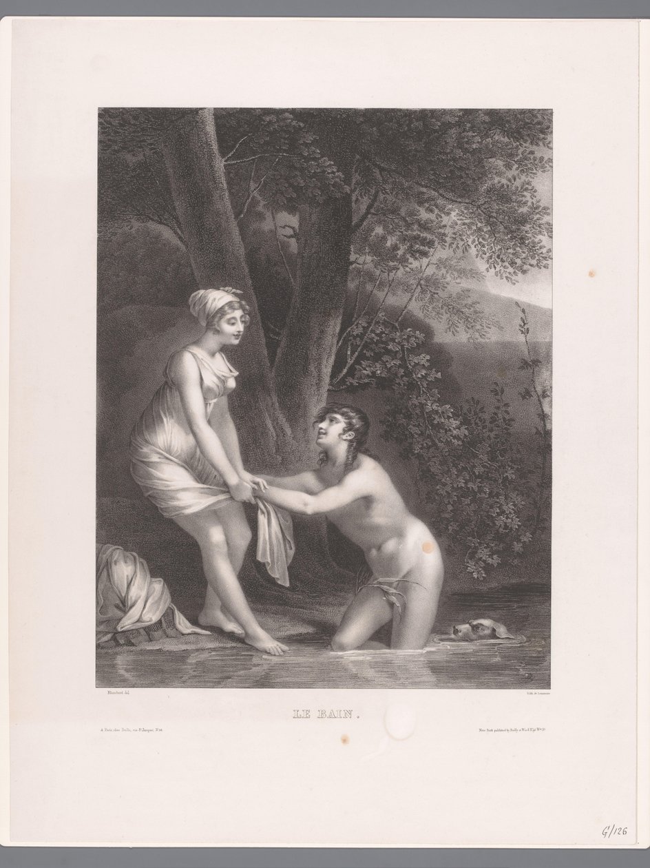 Daphnis och Chloe badar Le Bain (titel på objekt) av Joseph Rose Lemercier