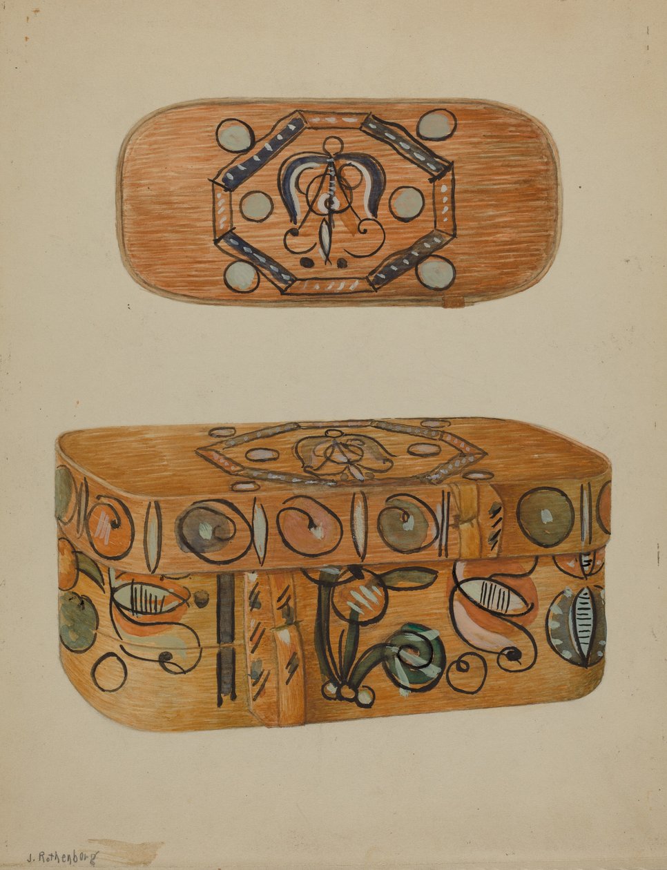 Pa. German Box, ca. 1937. av Joseph Rothenberg