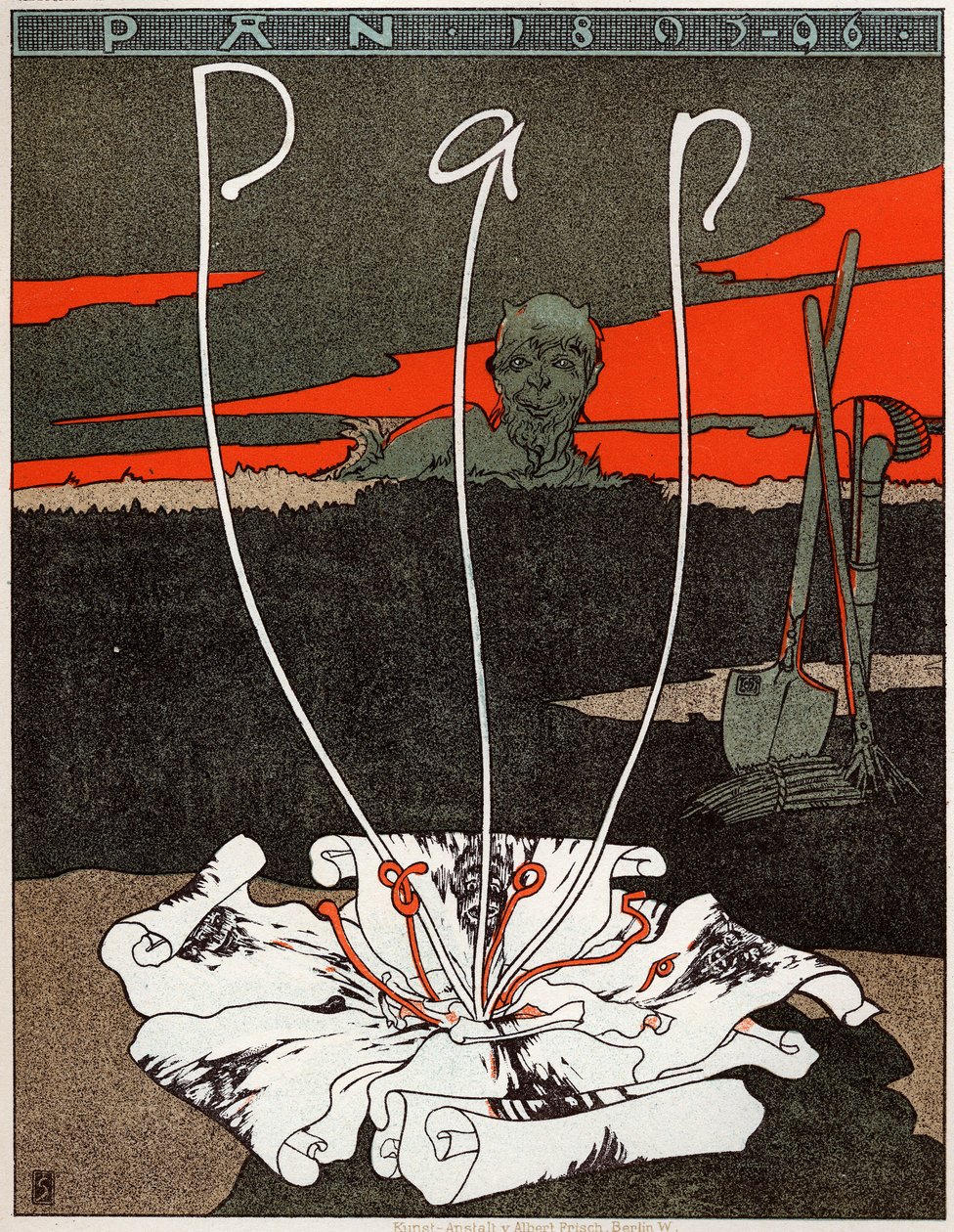 Konst. Pan, tidning i art nouveau-stil. Affisch av Joseph Sattler, Tyskland, ca 1895 (affisch) av Joseph Sattler