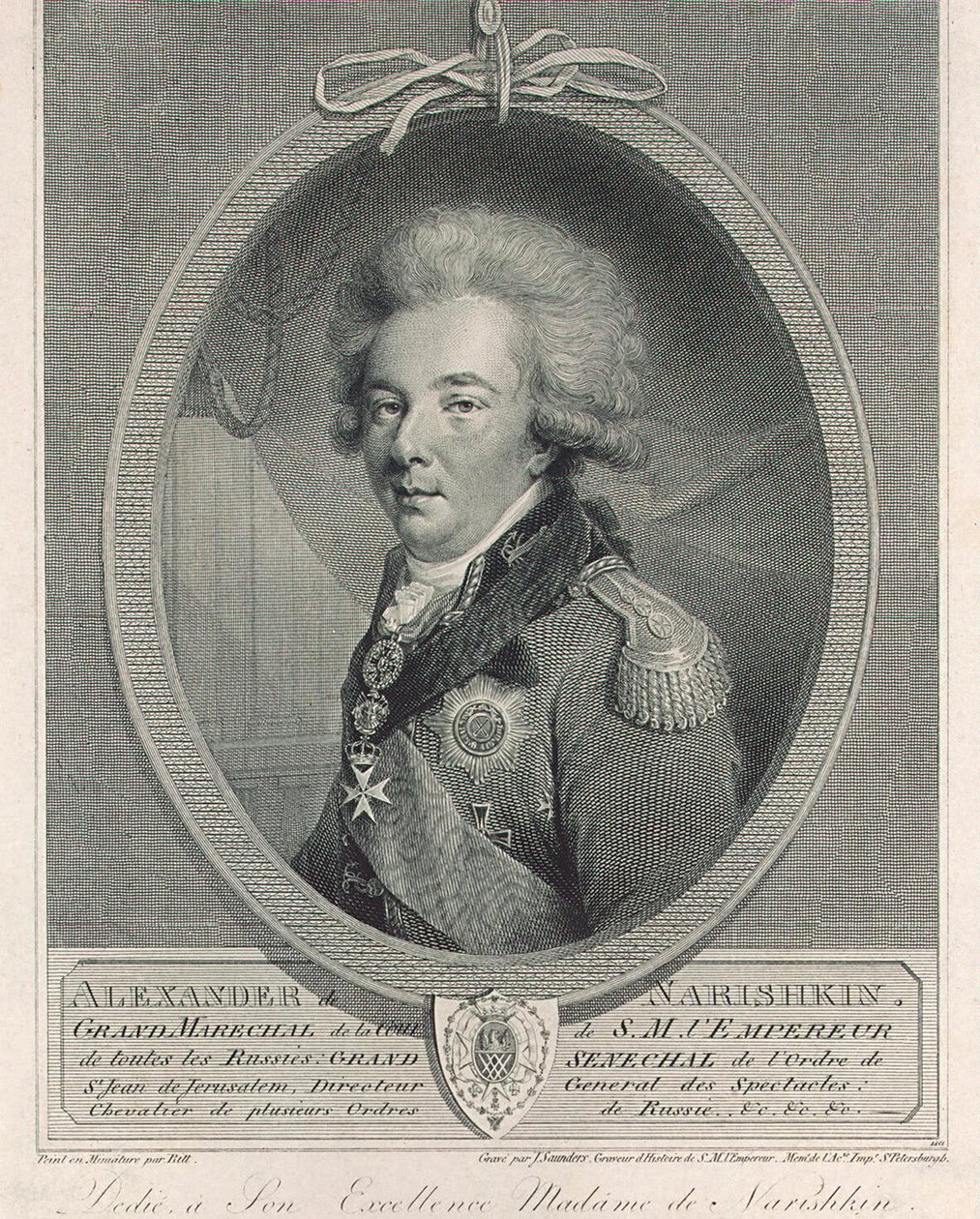 Porträtt av greve Alexander Lvovich Naryshkin 1760-1826, 1801 av Joseph Saunders