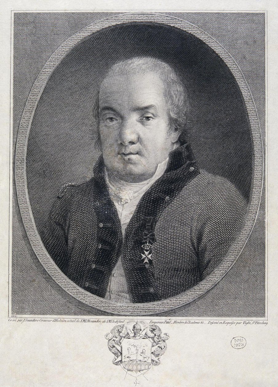 Porträtt av arkitekten Giacomo Quarenghi 1744-1817, sent 1700-tal. av Joseph Saunders