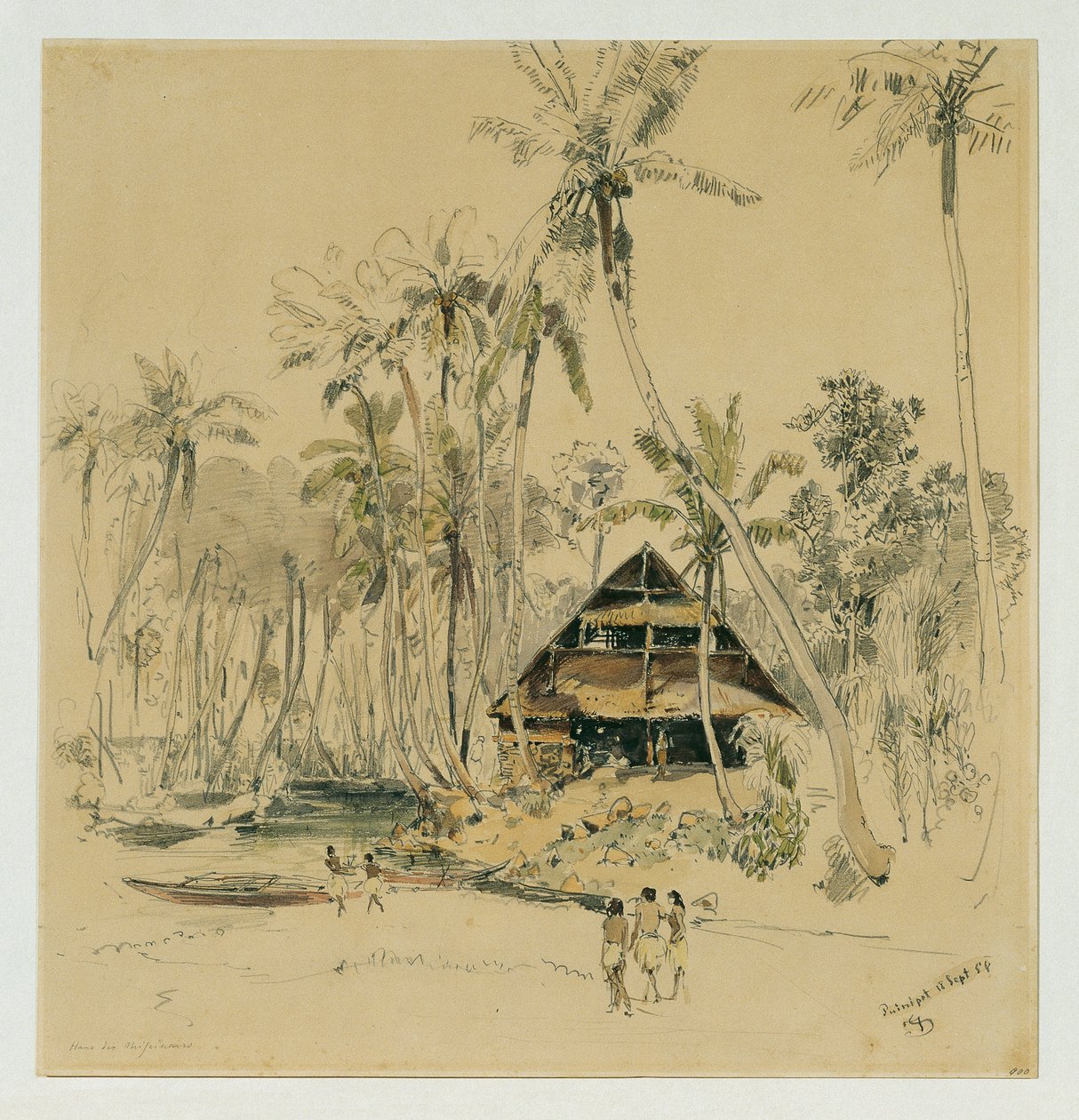 Missionärens hus på Puinipet (Ponape) Island, Caroline Islands av Joseph Selleny