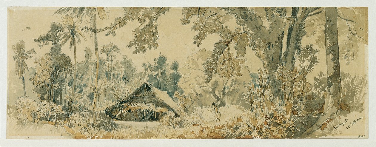 Infödd hydda på Puinipet (Ponape) Island, Caroline Islands av Joseph Selleny