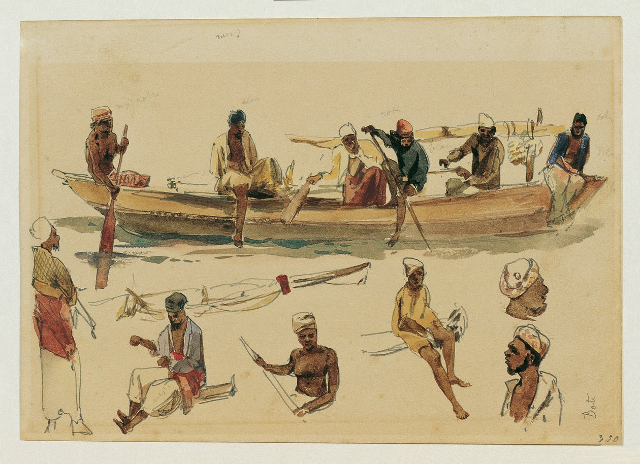 Studie av båtar och båtsmän i Ceylon av Joseph Selleny