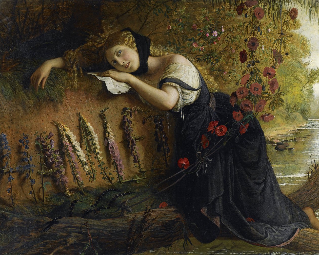 Ophelie - Ophelia par Severn, Joseph (1793-1879). Olja på duk, storlek: 103x142,5 av Joseph Severn