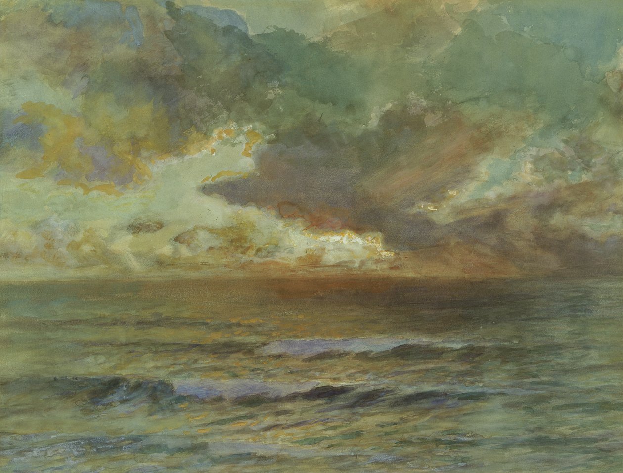 Sunset at Seascale (wc på papper) av Joseph Severn