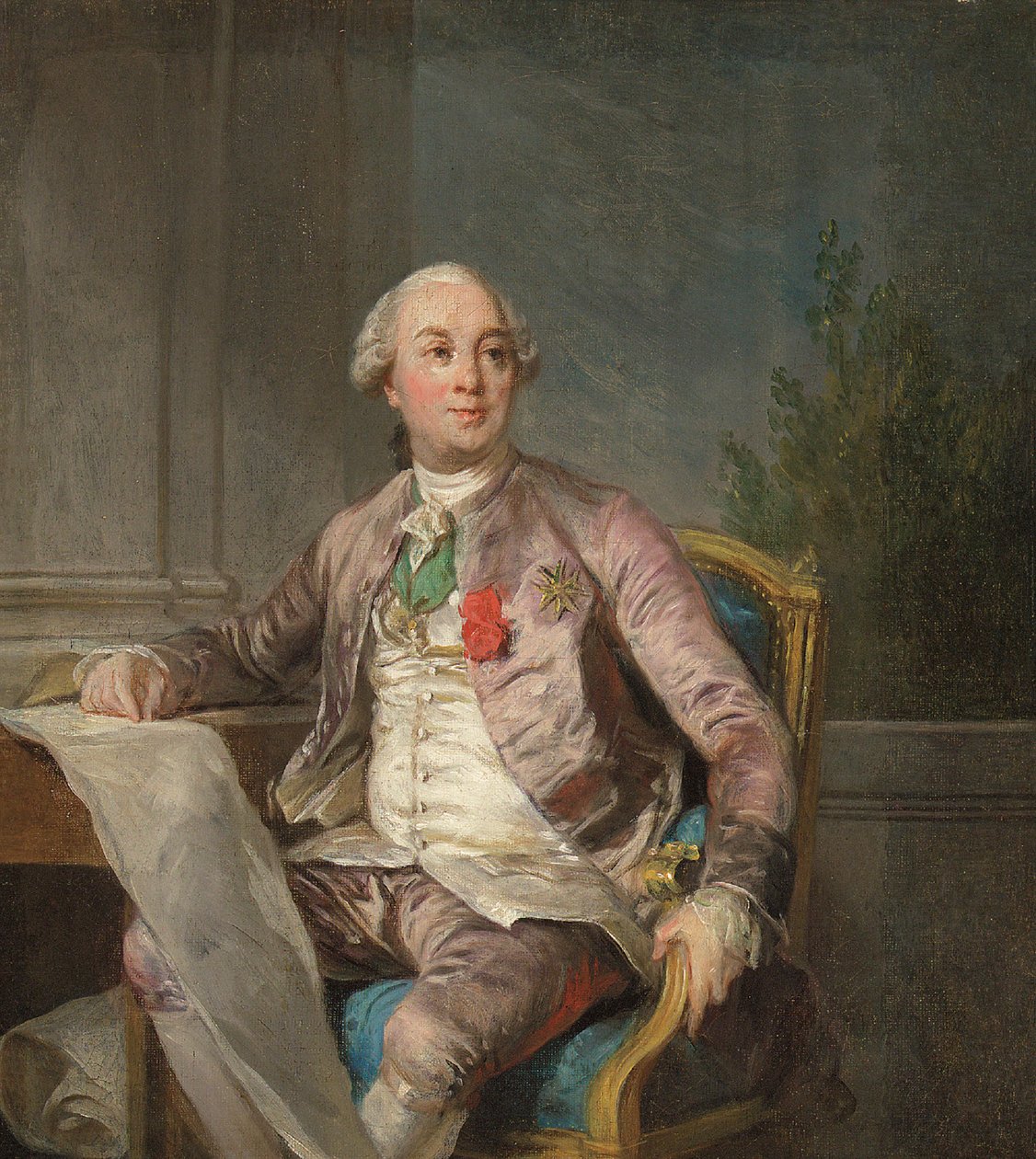 En porträttstudie av Charles-Claude de Flahaut de la Billarderie, greve d