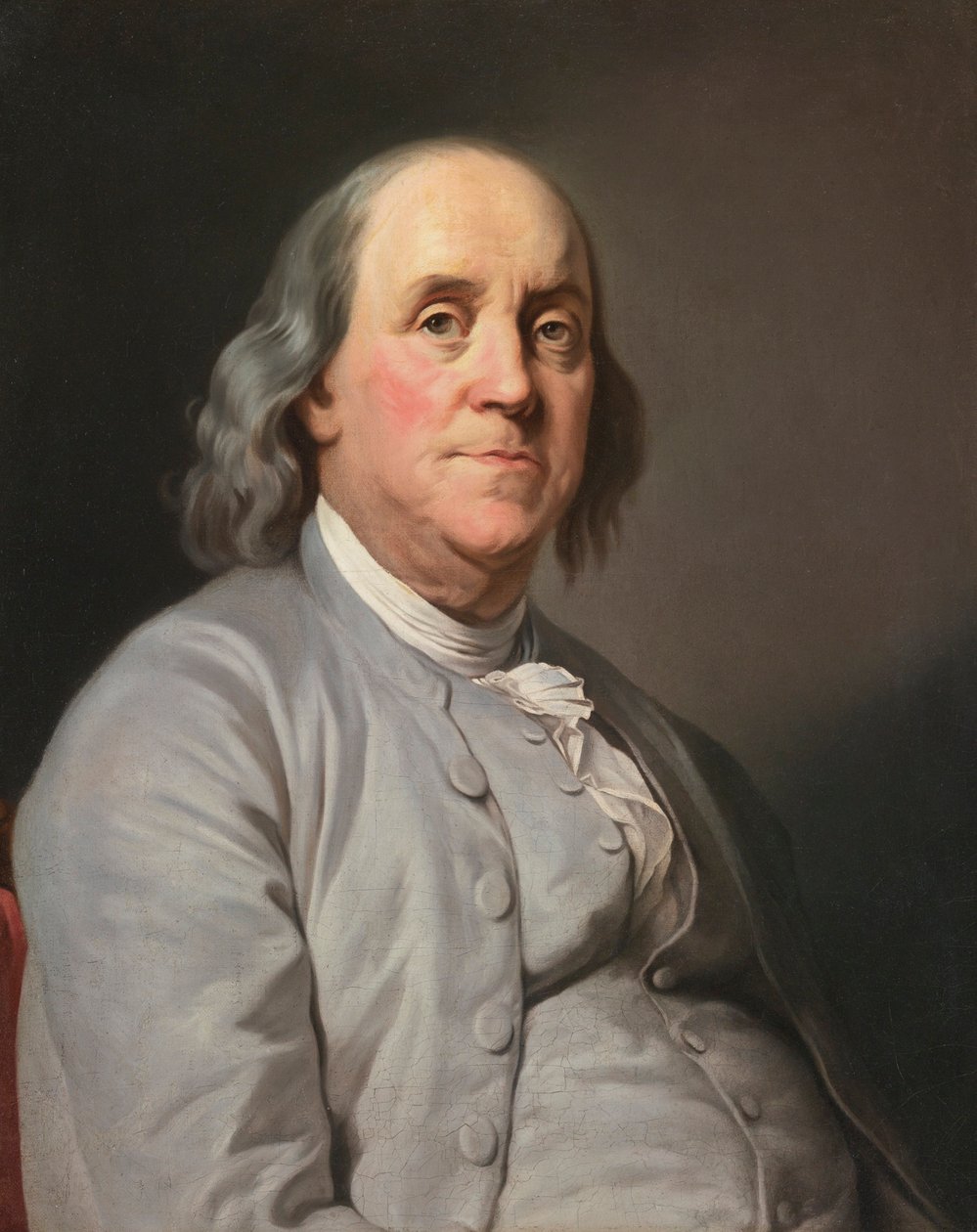 Porträtt av Benjamin Franklin, av Duplessis, Joseph-Siffred (1725-1802). Olja på duk, ca. 1780. Mått : 73x59 cm. Privat samling av Joseph Siffred Duplessis