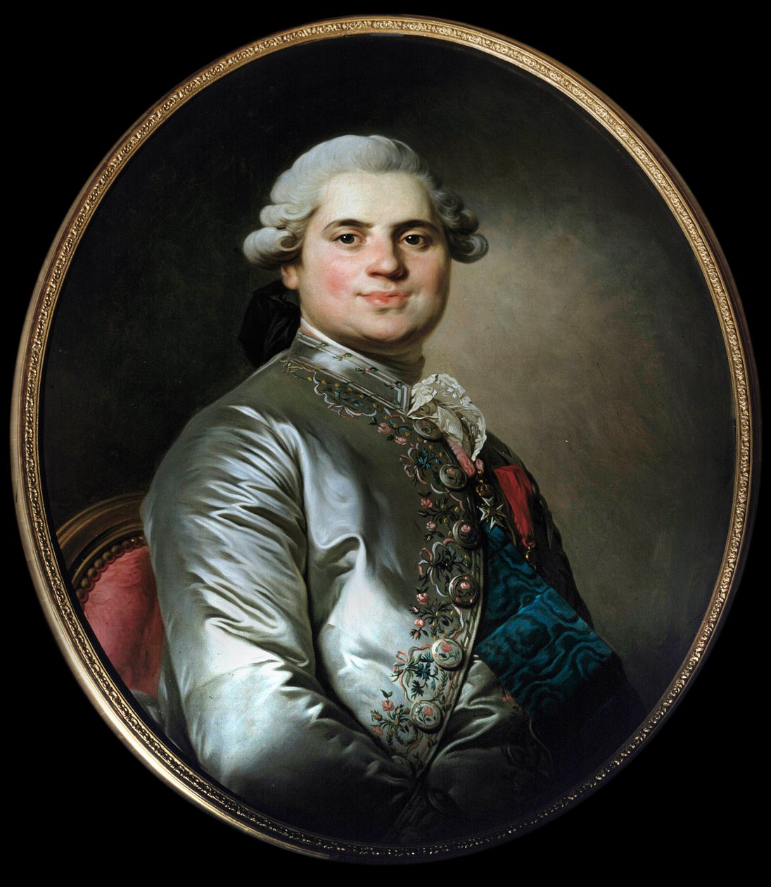 Porträtt av greven av Provence (1755-1824), som blev Ludvig XVIII - Målning av Joseph Siffred Duplessis (1725-1802) (Joseph-Siffred, Joseph Siffrede, Joseph-Siffrede, Joseph Siffrein, Joseph-Siffrein) av Joseph Siffred Duplessis