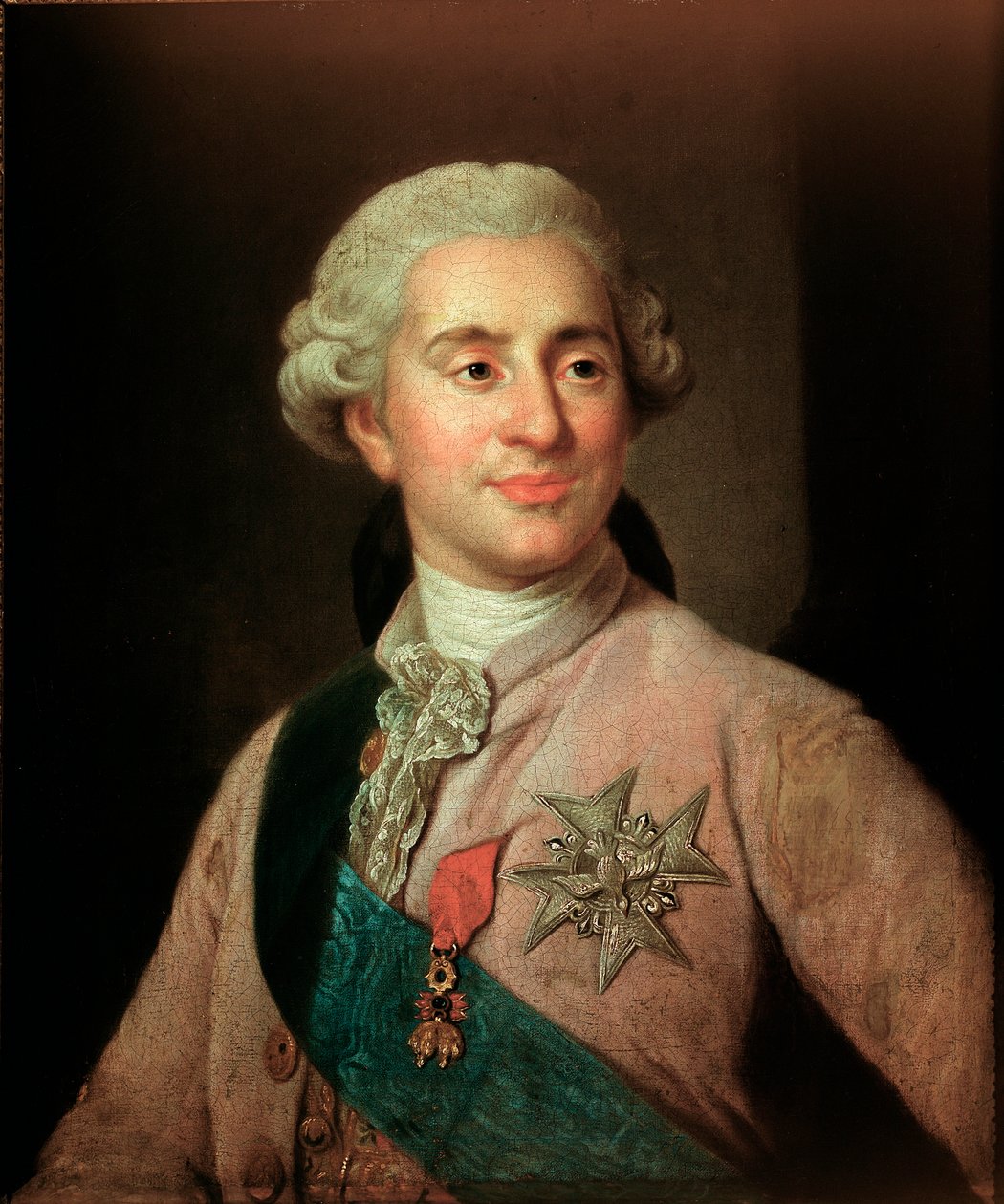 Porträtt av kungen av Frankrike Ludvig XVI (1754-1793) bär insignier av Guldfleece-orden målning av Joseph Siffred Duplessis (1725-1802) (Joseph-Siffred, Joseph Siffrede, Joseph-Siffrede, Joseph Siffrein, Joseph- Siffrein) 1700-talets M av Joseph Siffred Duplessis
