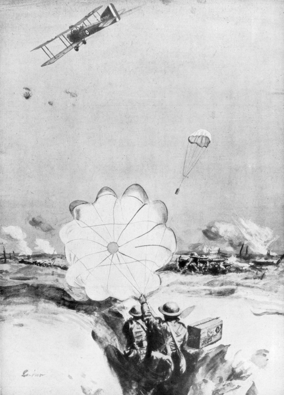 Flygplan levererade ammunition till den brittiska frontlinjen, första världskriget, 1914-1918 1926 av Joseph Simpson