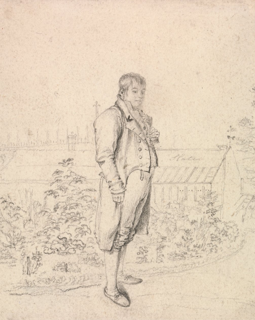 En skiss av Sir Walter Scott i en trädgård av Joseph Slater