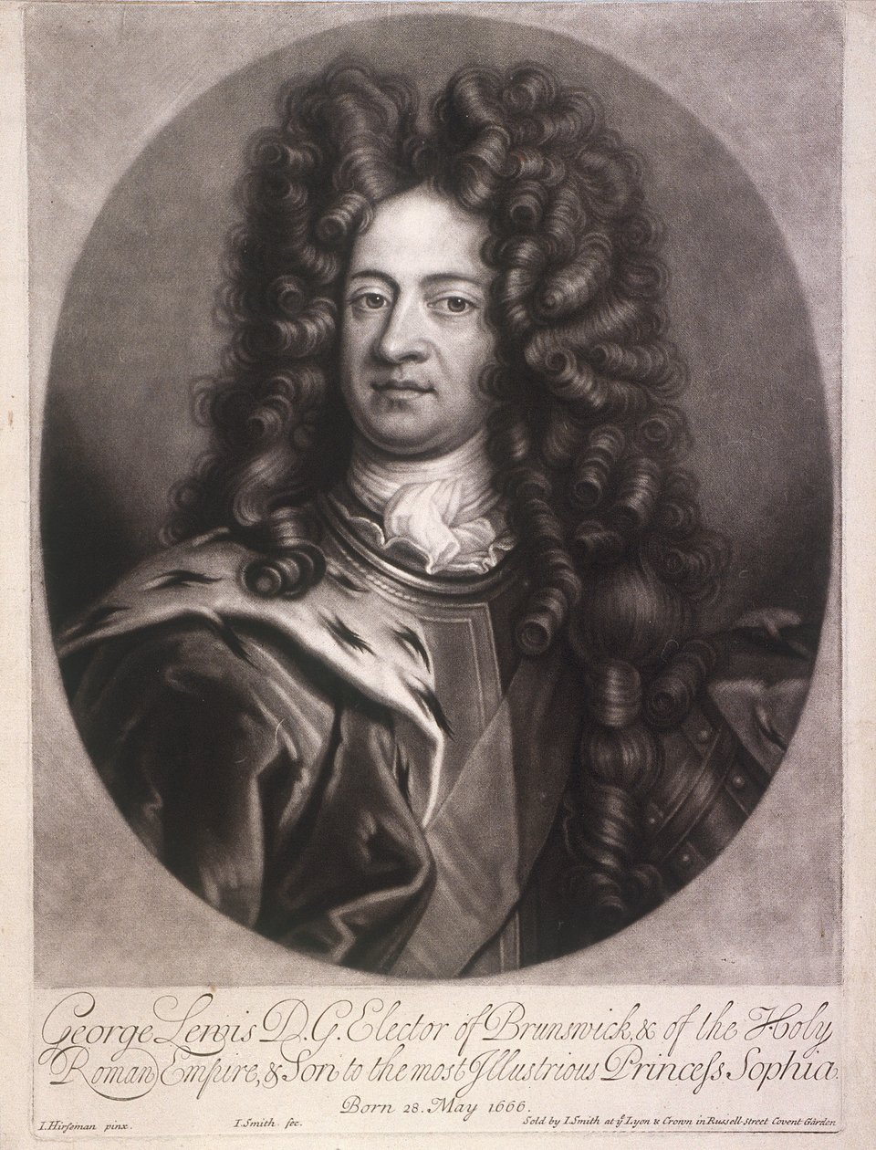 Ovalt porträtt av George I, kung av Storbritannien, c1700 av Joseph Smith