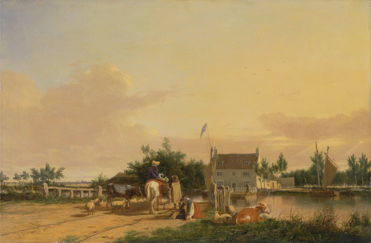 Buckenham Ferry, vid floden Yare, Norfolk av Joseph Stannard
