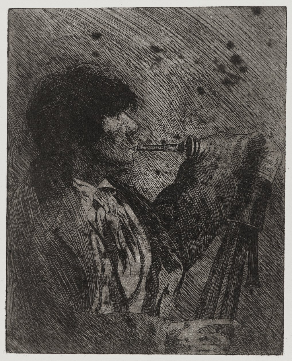 Man Playing Bagpipes, , tryckt av Sigmund Abeles och Edmond Casarella av Joseph Stella