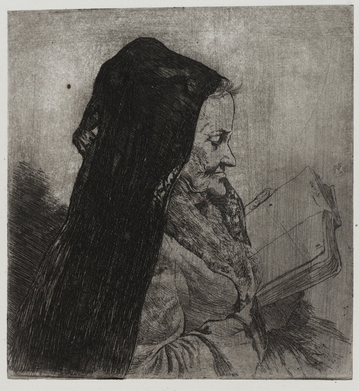 Old Woman Reading, tryckt av Sigmund Abeles och Edmond Casarella av Joseph Stella