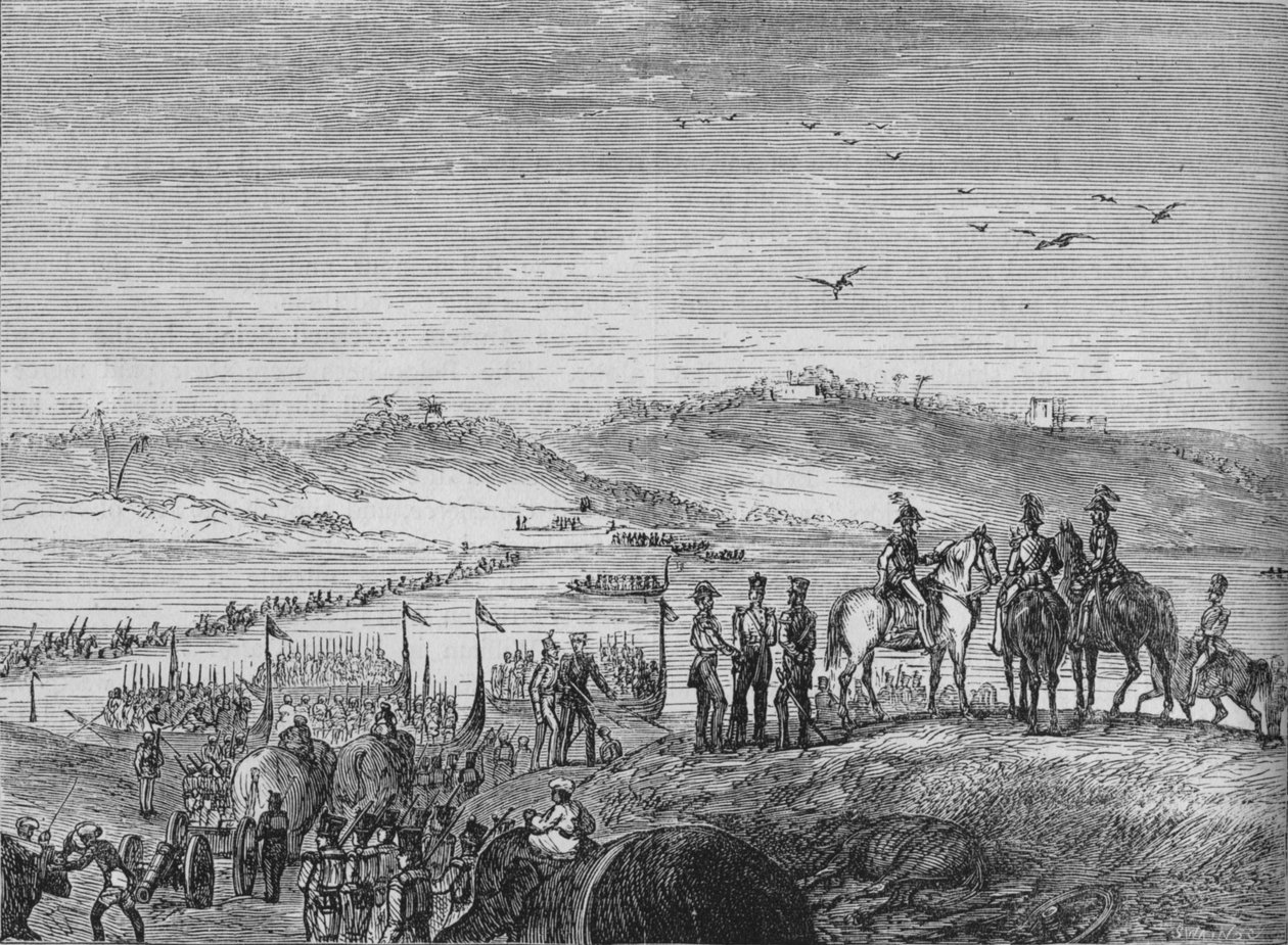 Den brittiska armén korsar Sutlej, c1880 av Joseph Swain