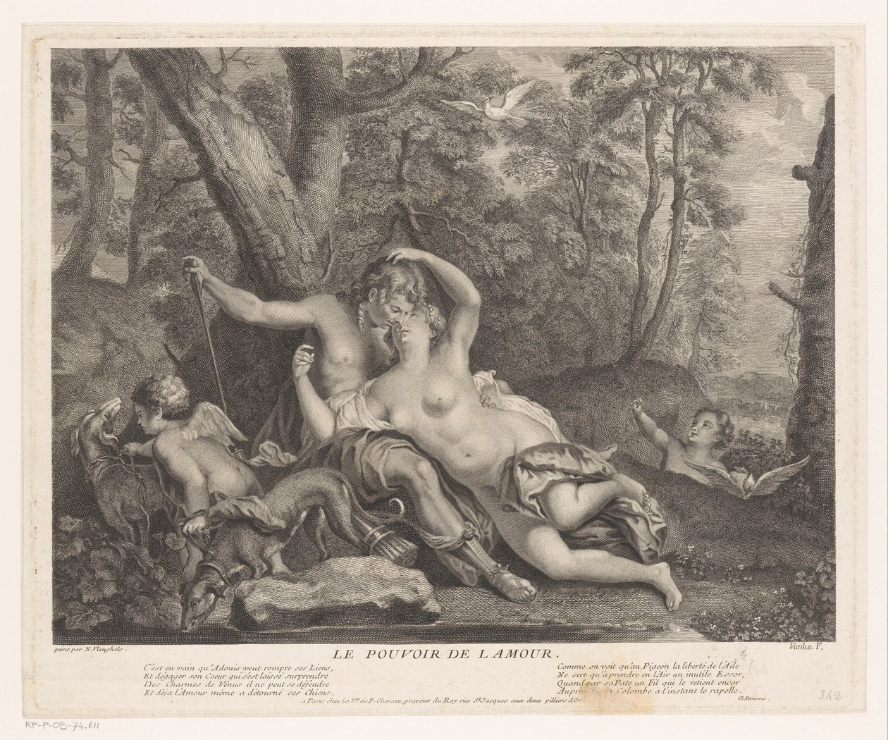 Landschap sätter Venus i Adonis The Power of Love (titel på objekt) av Joseph Vanloo