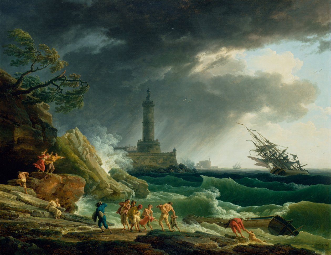 En storm vid Medelhavets kust av Joseph Vernet