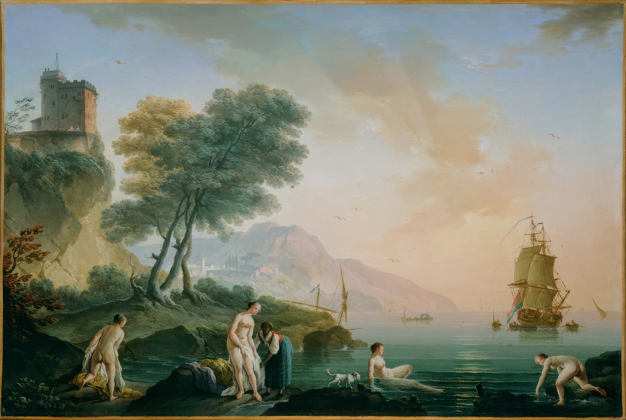 Badande flickor på stranden av Claude Joseph Vernet