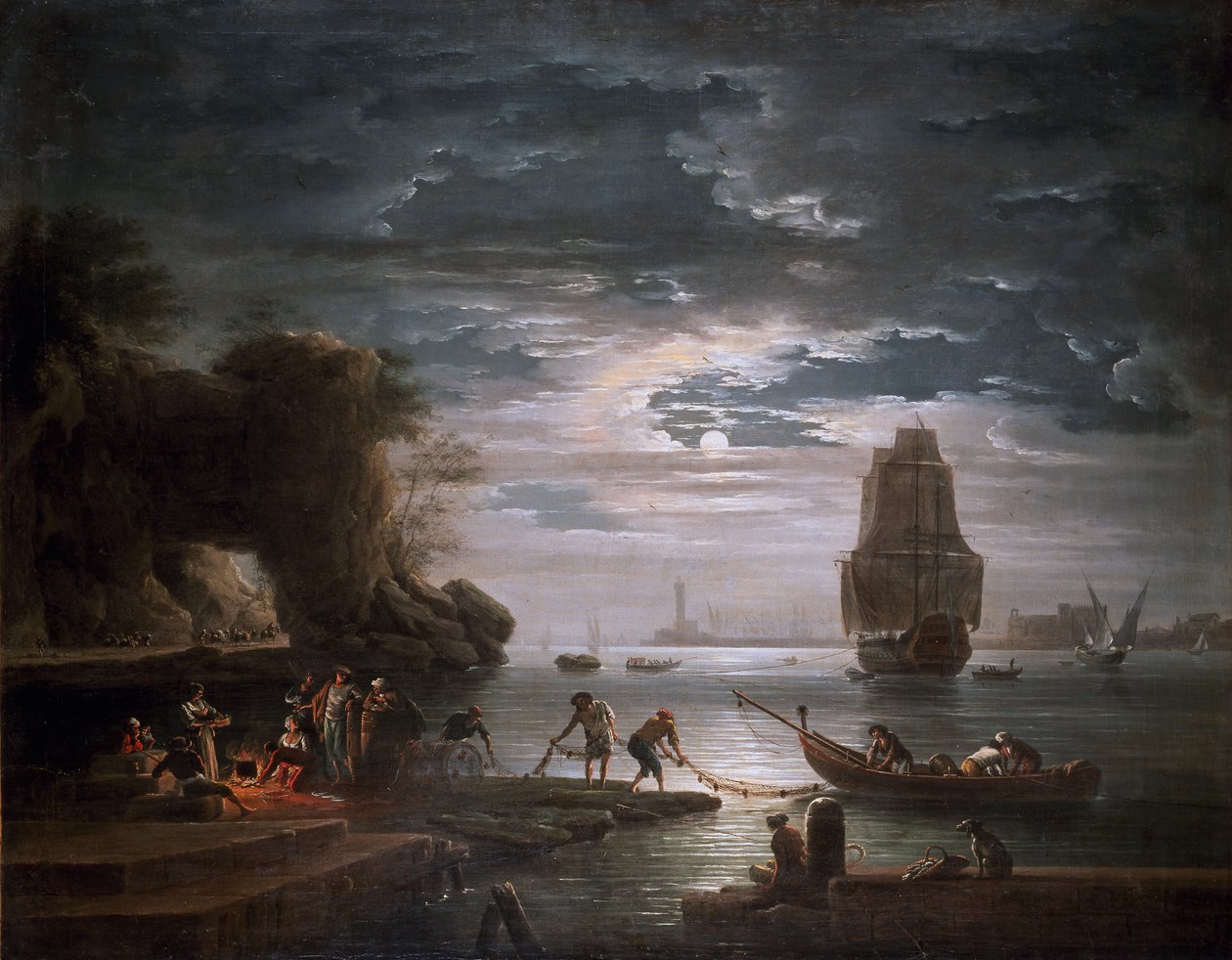 Kustscen (natten) av Claude Joseph Vernet
