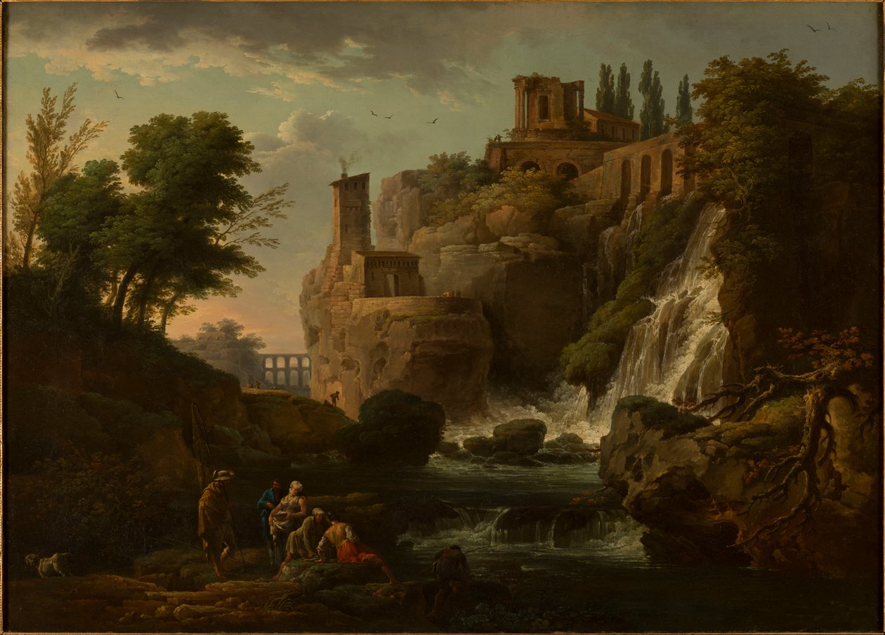 Franska: Les Cascatelles de Tivoli Tivoli Landskap av Joseph Vernet