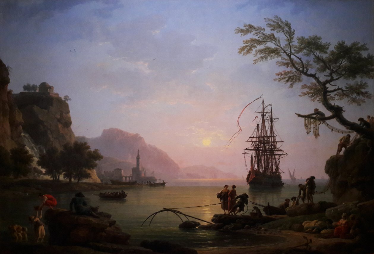 Utsikt över en hamn på morgonen (morgon) av Claude Joseph Vernet